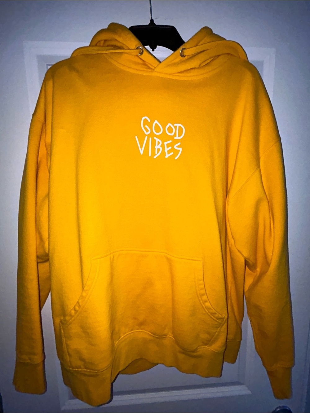Yellow "Good Vibes" Hooded Sweatshirt